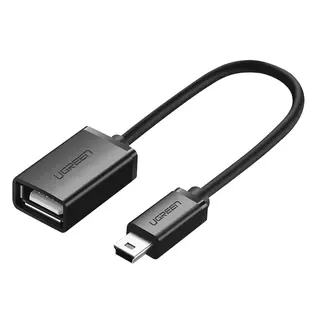 Produktfoto för Ugreen Mini USB-B (hane) till USB-A (hona) OTG-adapter, 10 cm - grå