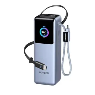 Produktfoto för Ugreen PB728 powerbank 25000mAh 200W QC/PD med USB-C kabel – grå