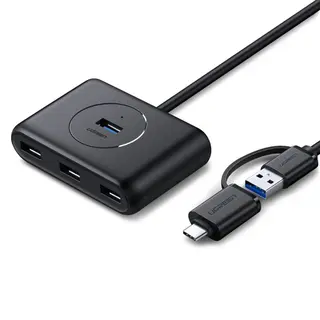 Produktfoto för UGREEN USB 3.0 Hub with USB-A & USB-C Port USB Hub - USB 3.0 - 4 porte - Svart