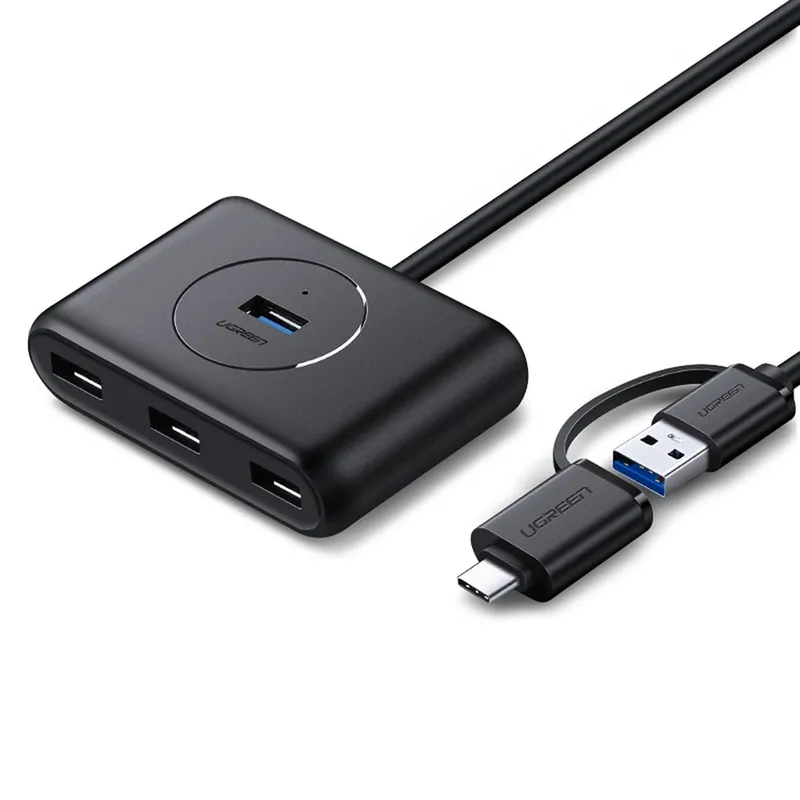 Alternativ bild 0 för UGREEN USB 3.0 Hub with USB-A & USB-C Port USB Hub - USB 3.0 - 4 porte - Svart