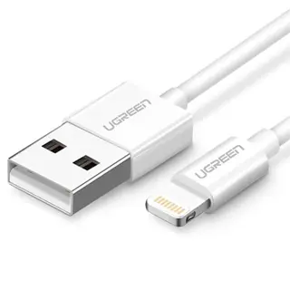 Produktfoto för Ugreen USB-A till Lightning MFI-kabel, 2,4A, 2m - vit