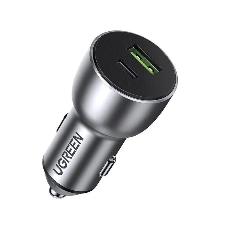 Alternativ bild 0 för Ugreen USB-A / USB-C Billaddare, QC 3.0, PD, 36W - Grå