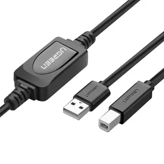 Produktfoto för Ugreen USB-B till USB-A 2.0 skrivarkabel, 10m - Svart