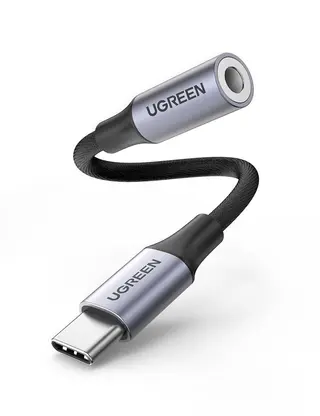 Produktfoto för UGREEN USB-C till Aux 3,5 mm adapterkabel hona, 10 cm - Space Grey