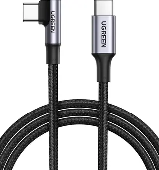 Produktfoto för UGREEN USB-C till USB-C vinklad snabbladdningskabel 100W PD, 2m - Svart