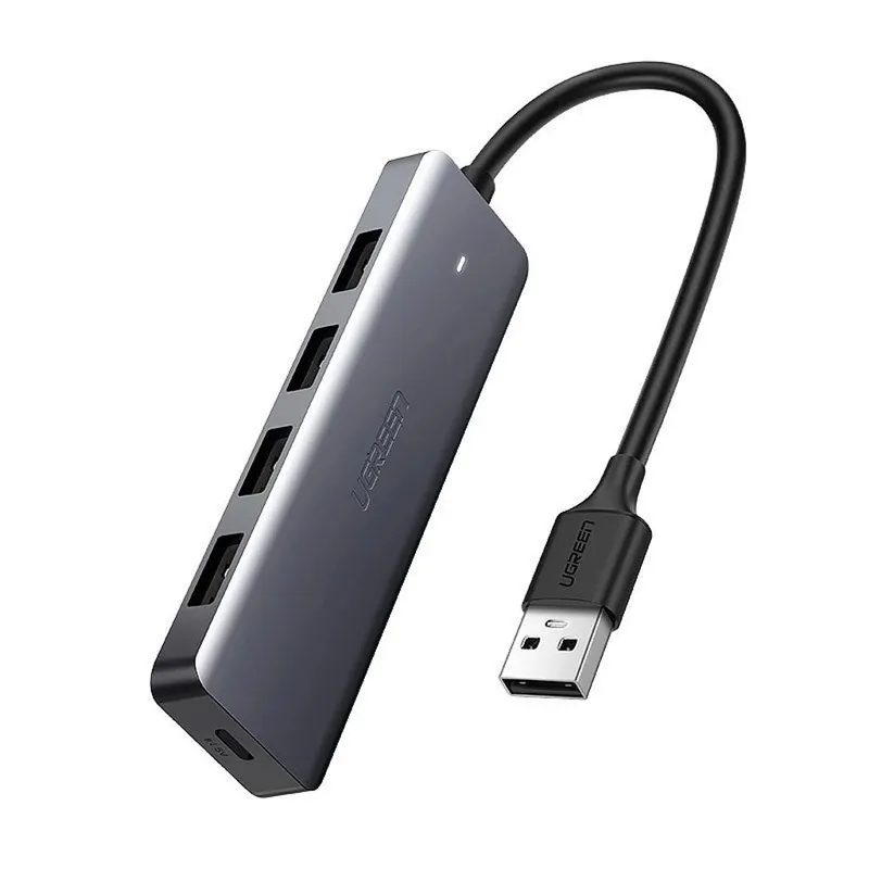Alternativ bild 0 för Ugreen USB HUB - 4x USB 3.2 Gen 1 med Mikro-USB-Strömport - Grå