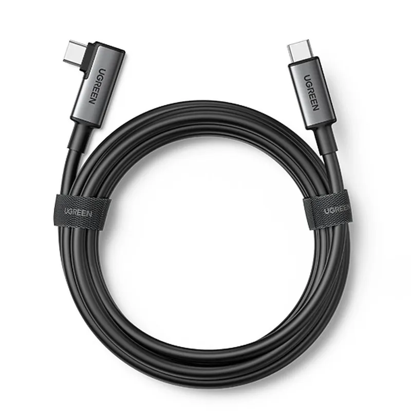 Alternativ bild 0 för Ugreen USB typ-C till USB typ-C vinklad kabel för 60W laddning / dataöverföring med stöd för VR-glasögon (t.ex. Oculus Quest 2) 5m svart (US551)