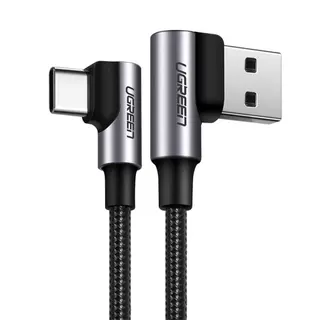 Produktfoto för Ugreen Vinklad USB-A till USB-C Kabel 3A, 2m - Grå