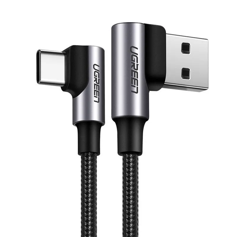 Alternativ bild 0 för Ugreen Vinklad USB-A till USB-C Kabel 3A, 2m - Grå
