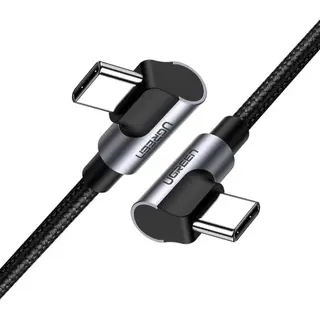 Produktfoto för Ugreen Vinklad USB-C till USB-C Kabel 3A, 1m - Grå