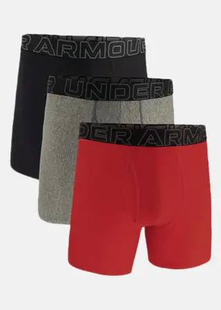 Produktfoto för Under Armour Kalsonger 3P Performance Tech Solid 6in Boxers Röd polyester XX-Large Herr