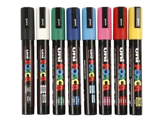 Produktfoto för Uni Märkpenna, POSCA PC-5M, permanent vattenbaserat pigmentbläck, 1,8–2,5 mm, olika färger