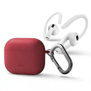 Produktfoto för UNIQ Nexo AirPods 3 kartos dėklas + ausų kabliukai Silikoninis raudonas/koralinis