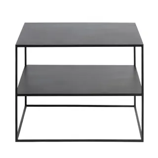 Produktfoto för UNIQUE FURNITURE Pebble Soffbord, med Hylla - Svart Metall (65 x 65 cm)