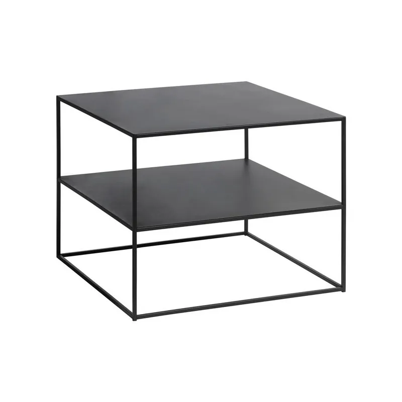 Bild 3 för UNIQUE FURNITURE Pebble Soffbord, med Hylla - Svart Metall (65 x 65 cm)