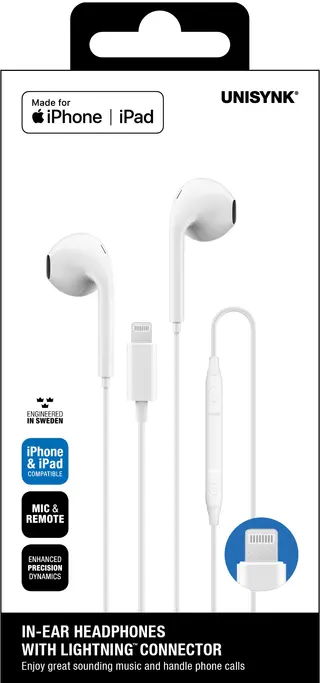 Produktfoto för UNISYNK® Hörlur+Mic UNISYNK Lightning In-Ear