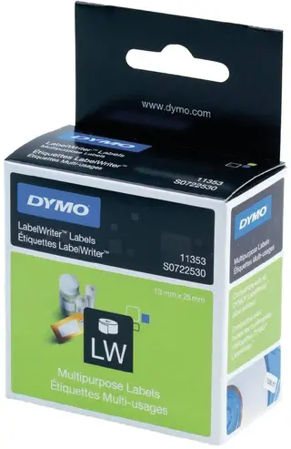 Produktfoto för Universaletikett Dymo LabelWriter, 13 x 25 mm, rulle med 1 000 etiketter