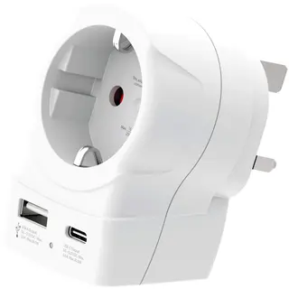 Produktfoto för Universell nätadapter, EU till Storbritannien, USB-A/USB-C 20W PD