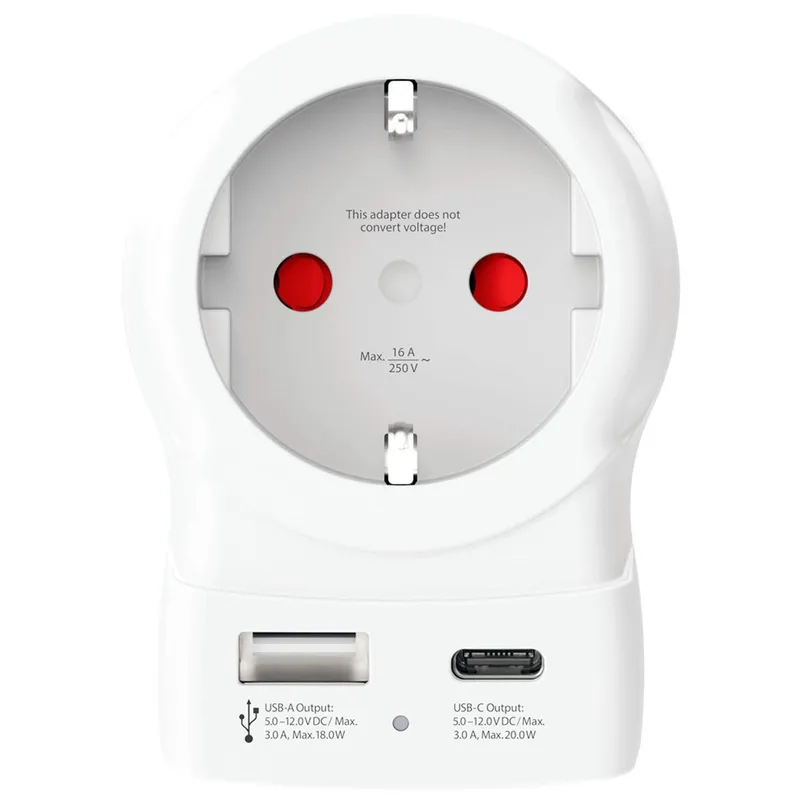 Bild 2 för Universell nätadapter, EU till Storbritannien, USB-A/USB-C 20W PD