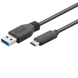 Produktfoto för USB 3.0-kabel, USB-C,3.0, 1m , svart
