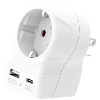 Produktfoto för USB-A/USB-C 20W PD jordad adapter för EU till USA