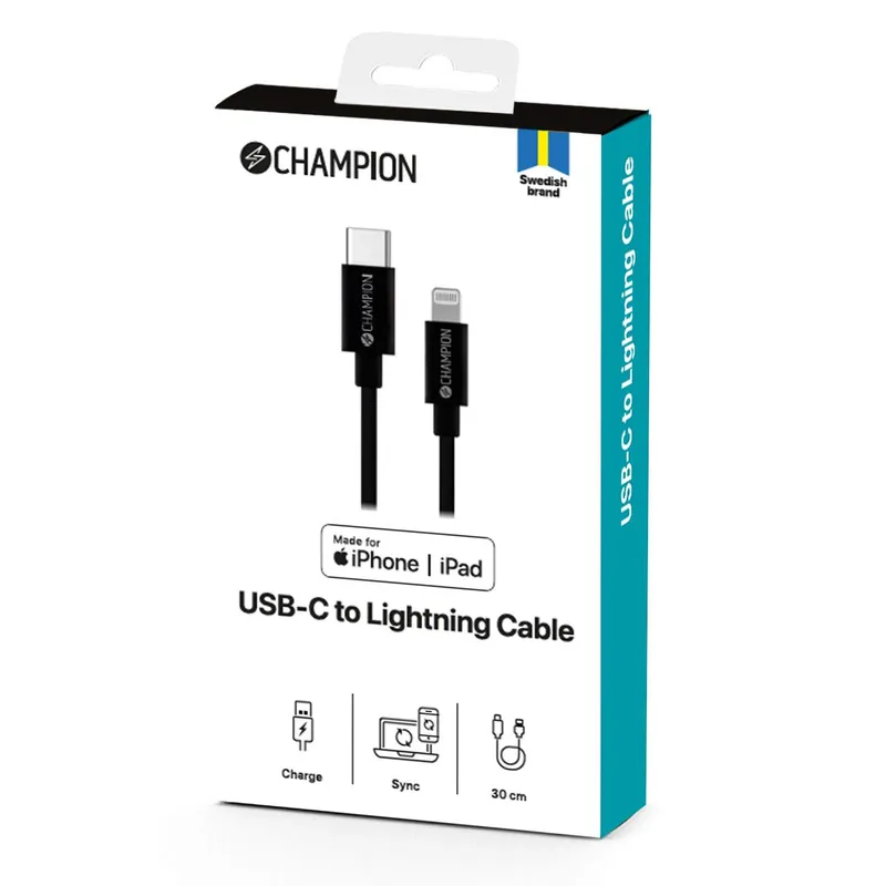 Bild 2 för USB-C till Lightning Kabel 30cm Svart