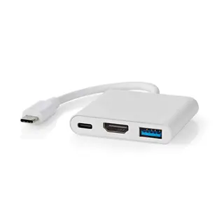 Produktfoto för USB Multi-Port Adapter, USB-C till HDMI / USB-A / USB-C, 0.1m - Vit