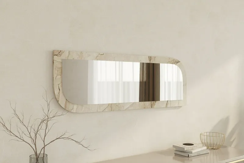 Bild 2 för Vägghängd Spegel Ayana 40 cm - Beige