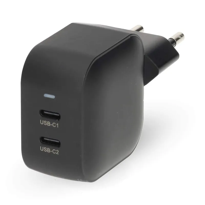 Bild 1 för Väggladdare | 45 W | GaN | PD3.0 | Snabbladdningsfunktion | 2,25 / 3,0 A | Antal utgångar: 2 | 2x USB-C™ | Automatiskt spännings