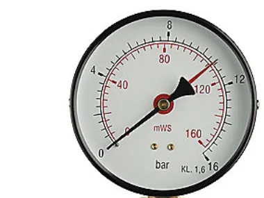 Alternativ bild 0 för Vandsøjlemåler Ø80, 0-6 mVS - Ø80, 1/2'' (ned), 0-6 mVS eller 0,6 bar og m/stilleviser