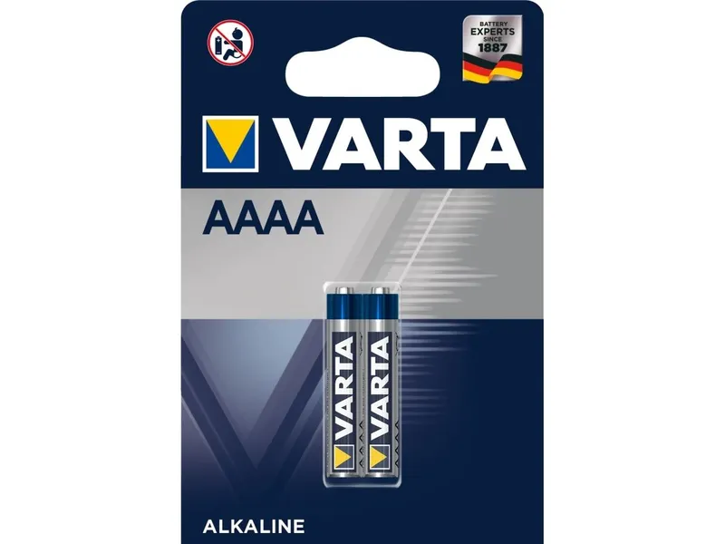 Alternativ bild 0 för Varta 2x AAAA, Single-use battery, AAAA, Alkalisk, 1,5 V, 2 styck, Blå, Vit