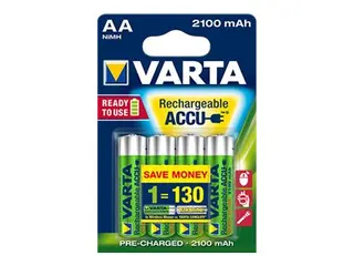 Produktfoto för Varta -56706B, Laddningsbart batteri, AA, Nickel-metallhydrid (NiMH), 1,2 V, 4 styck, 2100 mAh
