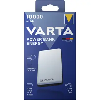 Produktfoto för Varta Energy - Strömförsörjningsbank - 10000 mAh - 37 Wh - 15 Watt - 3 utdatakontakter (2 x USB, 24 pin USB-C)