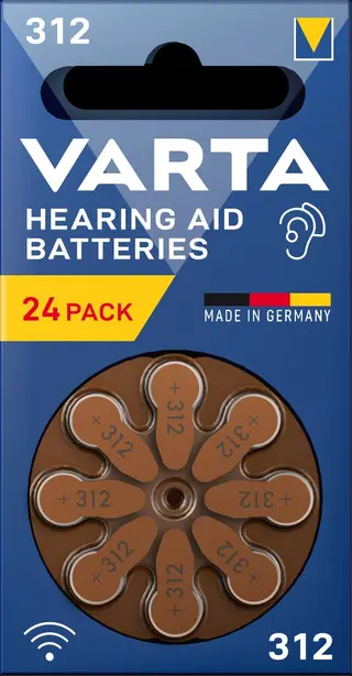 Produktfoto för VARTA hörapparatbatterier 312, 24-pack