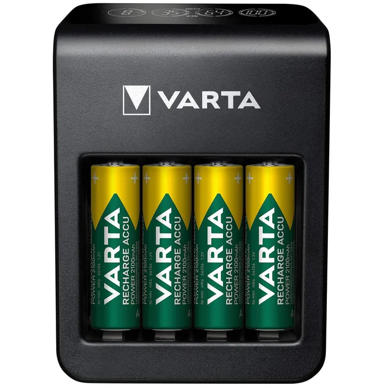 Bild 1 för Varta LCD Plug Charger+ - 4 h batteriladdare/strömadapter - (för 4xAA/AAA, 1x9V) 4 x AA-typ - NiMH - 2100 mAh (USB)