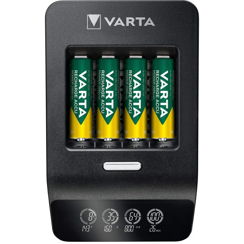 Bild 1 för Varta LCD ULTRA FAST CHARGER+ - 0,25 h batteriladdare - (för 4xAA/AAA) + växelströmsadapter + bilströmsadapter 4 x AA-typ - NiMH - 2100 mAh