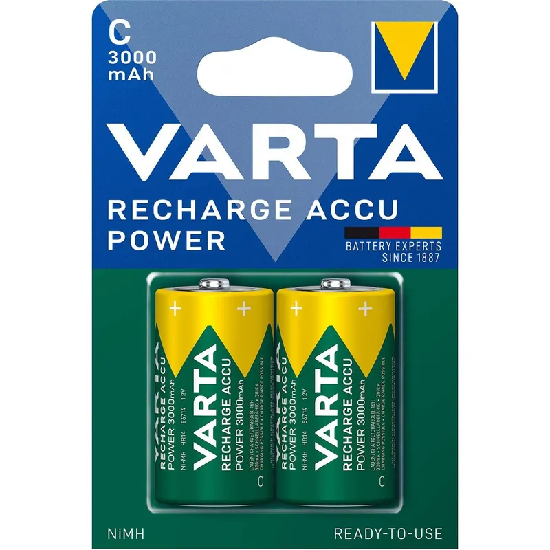 Bild 1 för Varta Power Accu - Batteri 2 x C - NiMH - (uppladdningsbara) - 3000 mAh