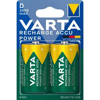 Produktfoto för Varta Power Accu - Batteri 2 x D - NiMH - (uppladdningsbara) - 3000 mAh