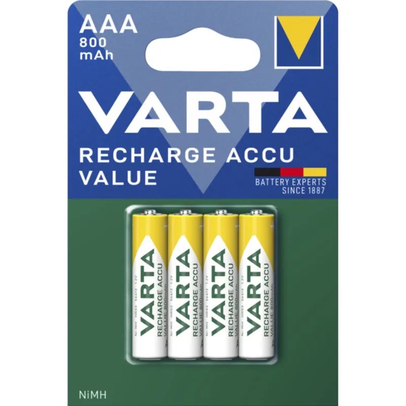 Alternativ bild 0 för Varta Rechargable Accu - Batteri 4 x AAA-typ - NiMH - (uppladdningsbara) - 800 mAh