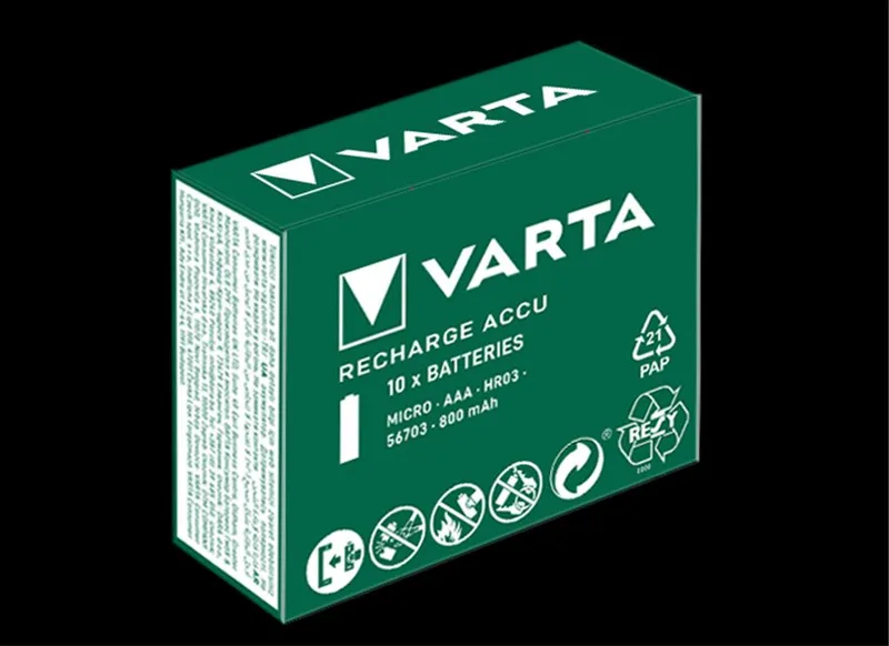 Alternativ bild 0 för VARTA Recharge Accu Power AAA-batteri 800 mAh, 10-pack
