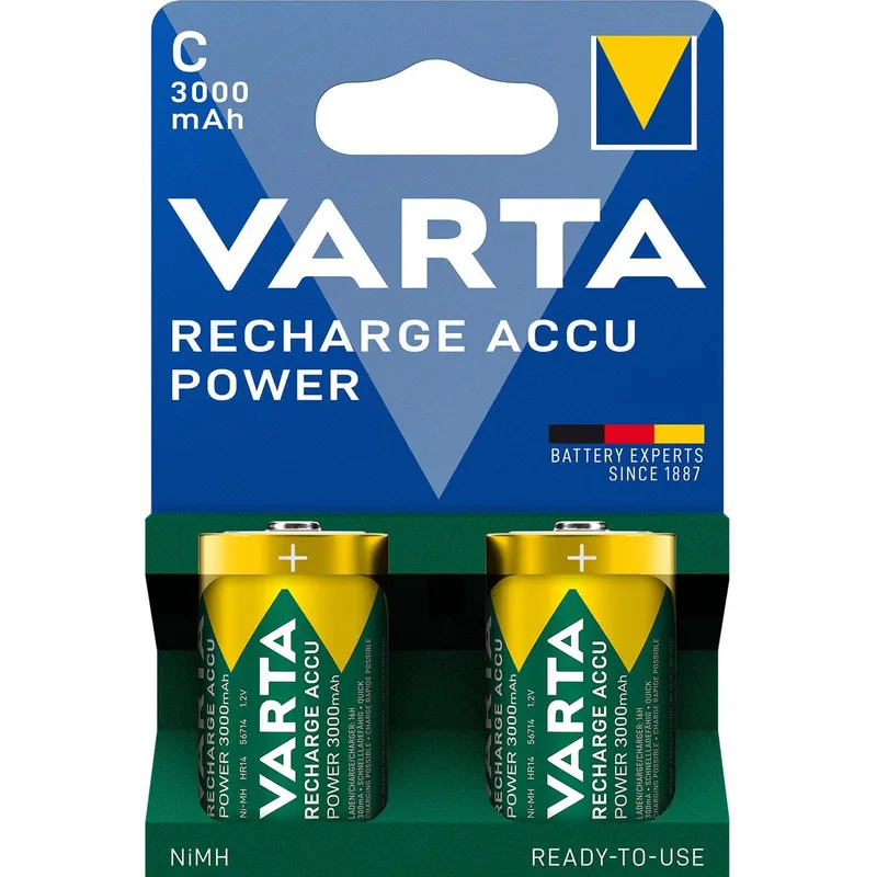 Bild 1 för Varta Recharge Accu Power Ni-MH C-batteri 3000 mAh, 2-pack