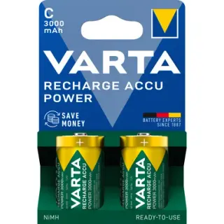 Produktfoto för Varta Recharge Accu Power Ni-MH C-batteri 3000 mAh, 2-pack