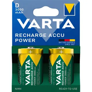 Produktfoto för Varta Recharge Accu Power Ni-MH D-batteri 3000 mAh 2-pack