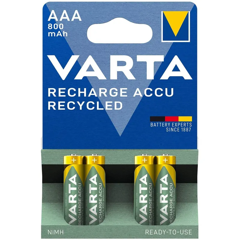 Bild 1 för Varta Recharge Accu Recycled 56813 - Batteri 4 x AAA - NiMH - (uppladdningsbara) - 800 mAh