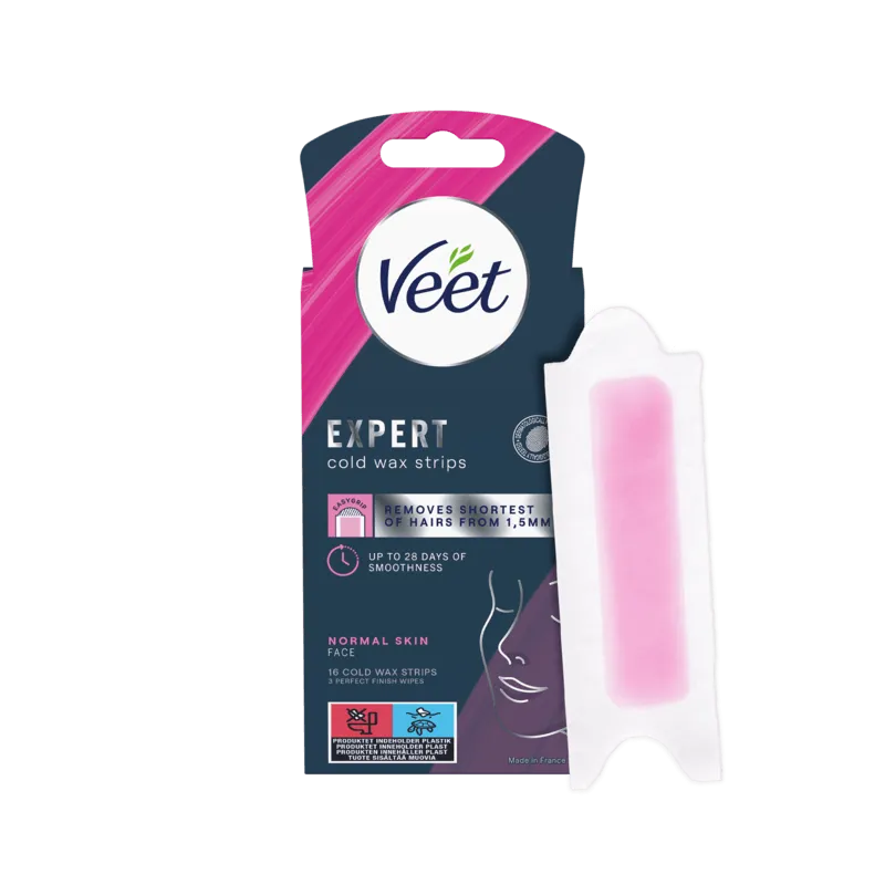 Bild 1 för Veet Expert Vaxremsor Normal hud för ansikte 16 st