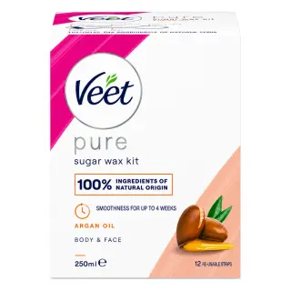 Produktfoto för Veet Pure Sugaring Wax med Arganolja Kropp & Ansikte 250 ml