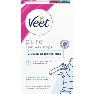 Produktfoto för Veet Pure Vaxremsor Känslig hud bikini & underarm 16 st
