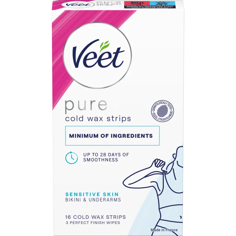 Bild 1 för Veet Pure Vaxremsor Känslig hud bikini & underarm 16 st