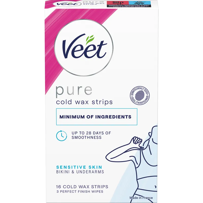 Bild 2 för Veet Pure Vaxremsor Känslig hud bikini & underarm 16 st