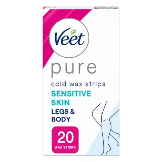 Produktfoto för Veet Pure Vaxremsor Känslig Hud för ben & kropp 20 st